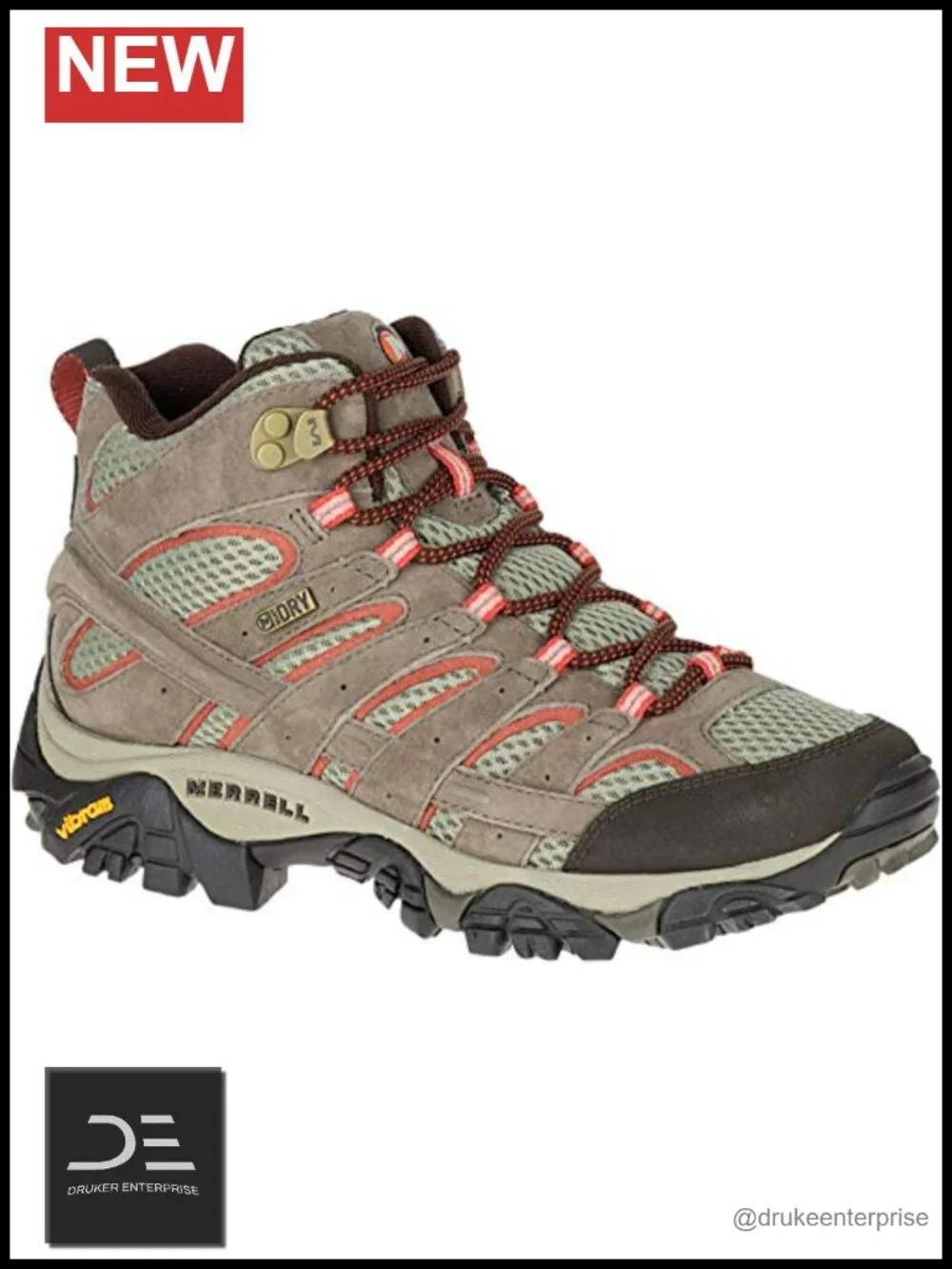 Waterproof Leather Hiking Boots Ankle-High Lace-Up Outdoor Trail